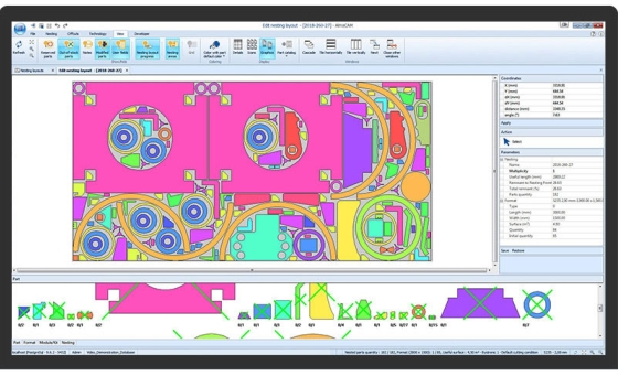 Almacam Cut, Programmiersoftware für 2D-Schneidemaschinen.