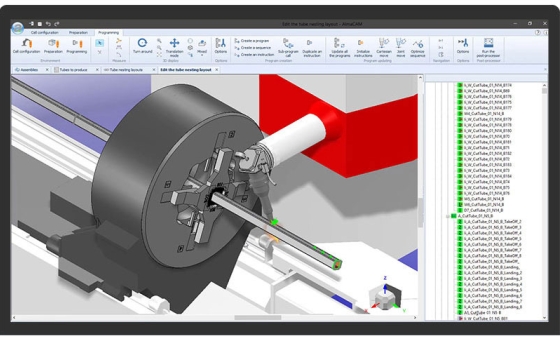 Almacam Tube, Programmiersoftware für Rohr- und Profilschneidemaschinen.