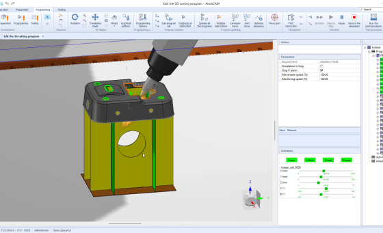 Almacam Space Cut, Programmiersoftware für 3D-Schneidemaschinen.